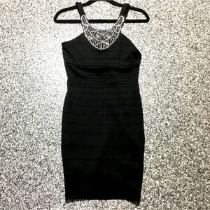 City Studio ✦ Bodycon Cocktail Ripped Black Dress (size 7)
